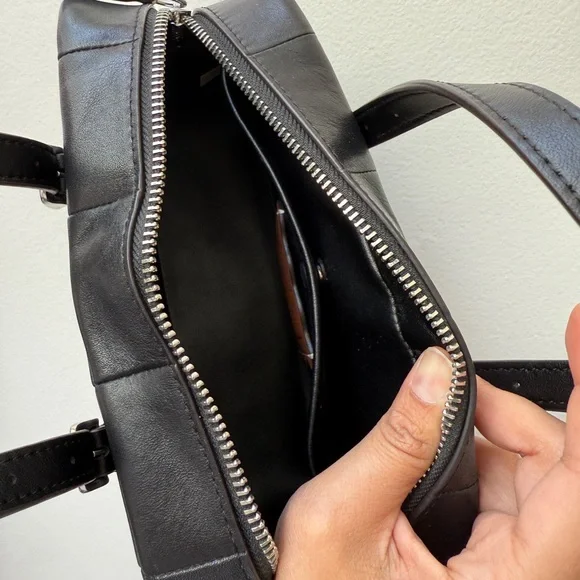 Coachtopia coach Alter/Ego Mini Satchel Bag black Checkerboard Leather Crossbody - Picture 4 of 6